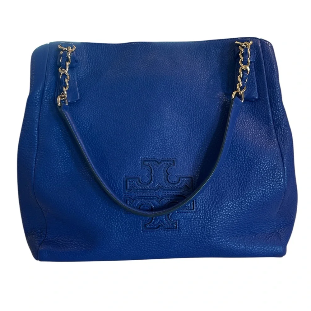 Tory Burch Cobalt Blue Leather Shoulder Bag - Picture 2 of 12
